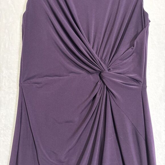 Lauren Ralph Lauren Twist Knot Sheath Dress Size 16 Purple Sleeveless Stretch - Picture 3 of 11